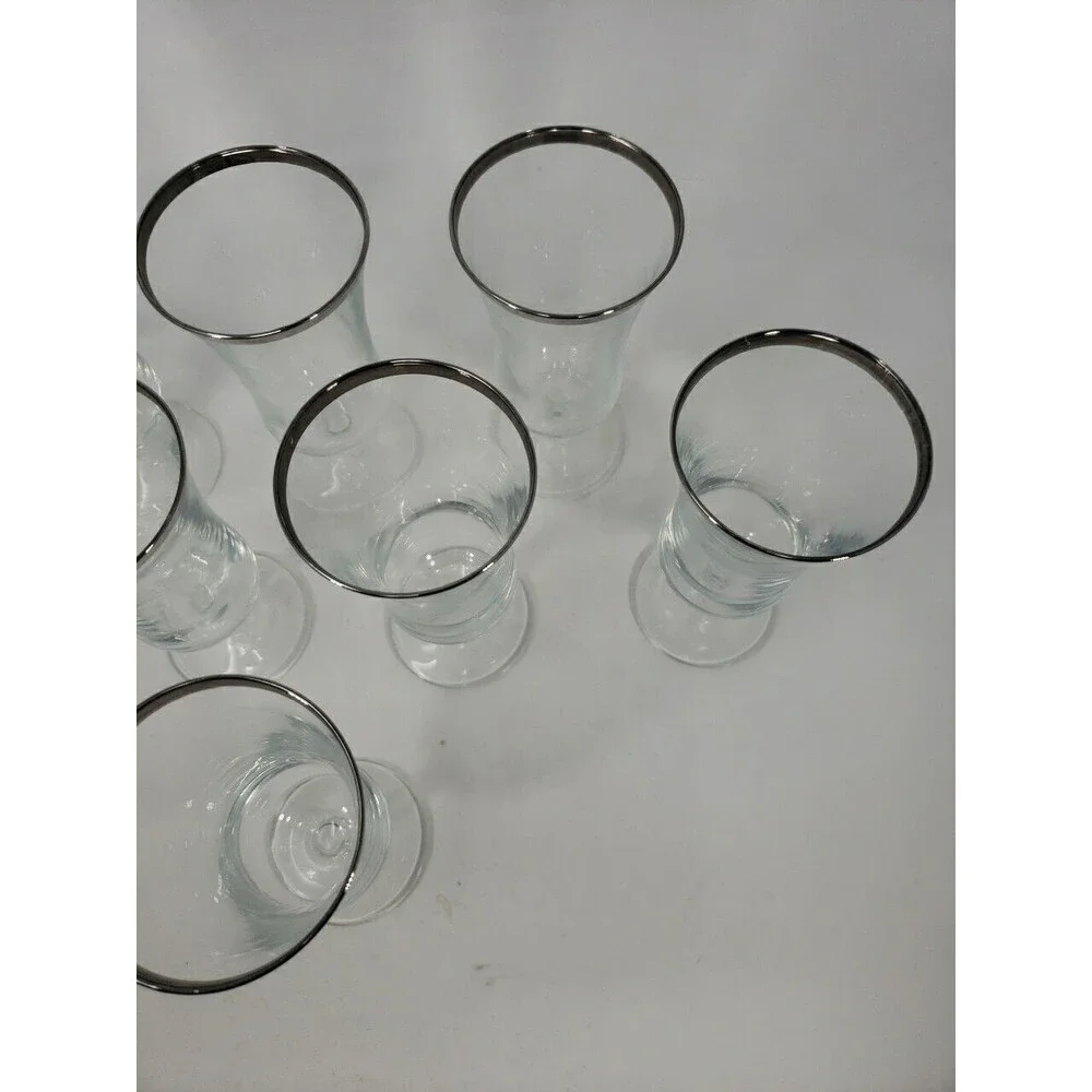 French Crystal Platinum Rim Cocktail or Dessert Parfait Glasses Marked France